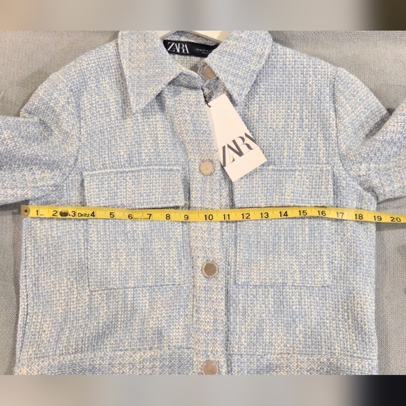 Zara Womens Tweed Light Blue Jacket - Picture 4 of 5